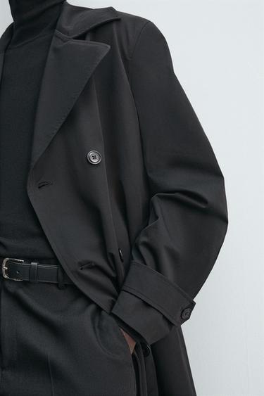 WATER REPELLENT MANTECO TRENCH COAT - Black by Zara - Image 7