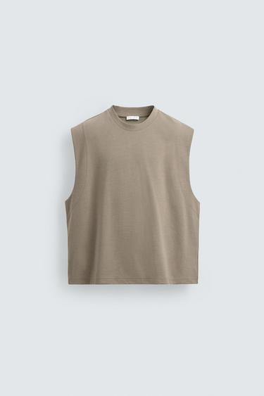 CROPPED FIT TANK TOP - Light mink by Zara