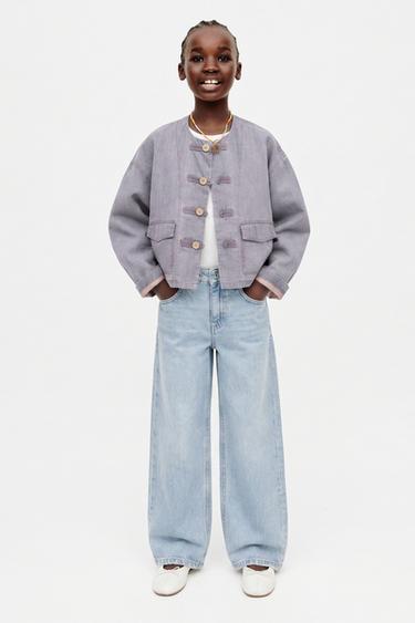 BLOUSON COL MANDARIN 16 - Bleu de Zara