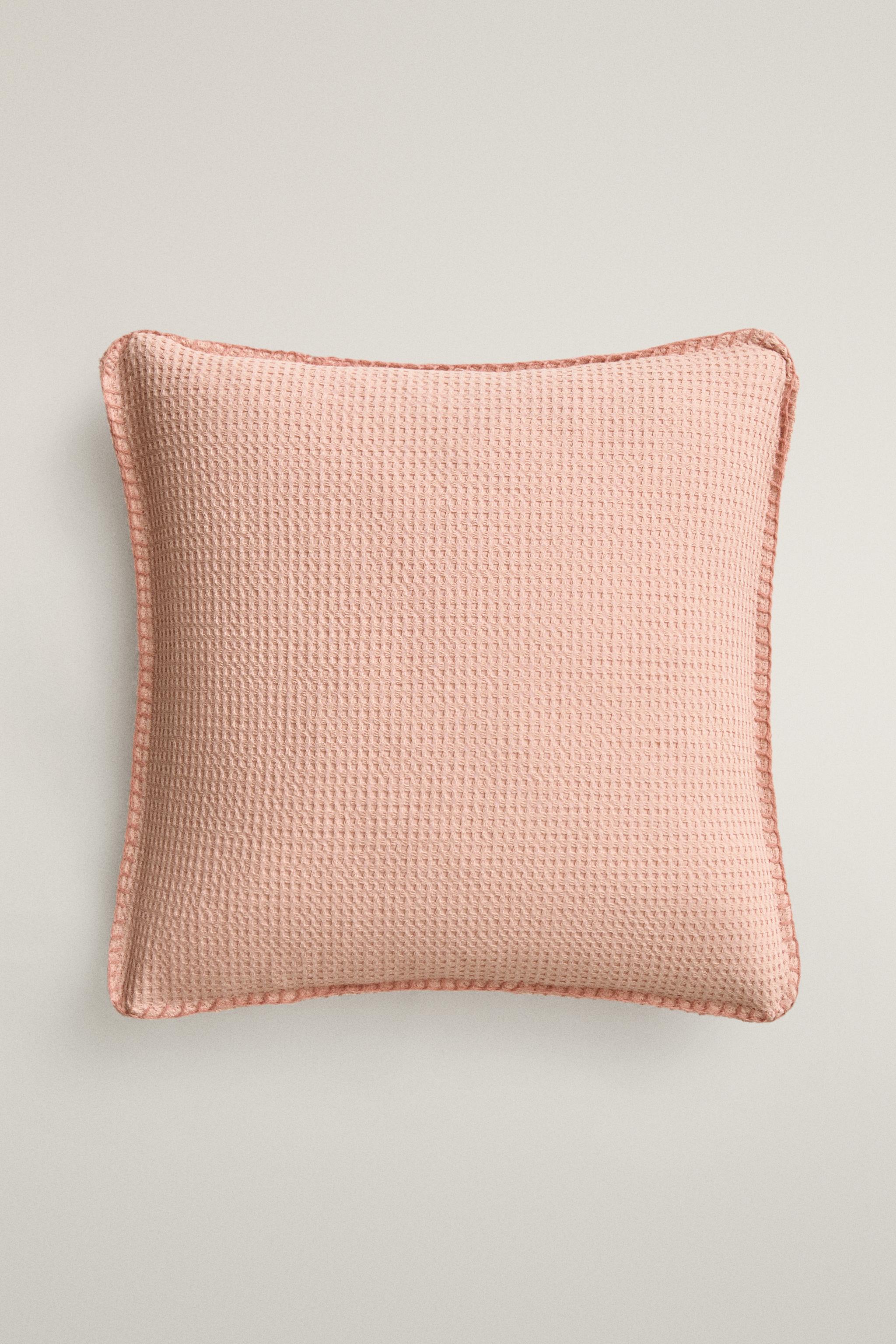 KIDS WAFFLE THROW PILLOW COVER — Pink