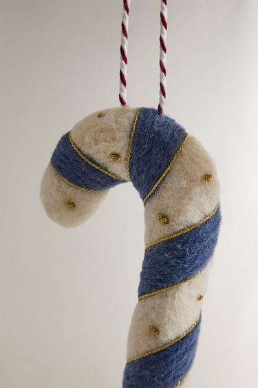 PACK OF FELT CANDY CANE CHRISTMAS TREE DECORATIONS (PACK OF 3) - Multicoloured by Zara - Image 2