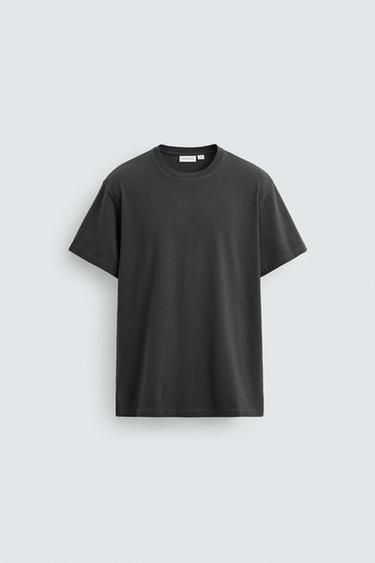 WASHED SLIM FIT T-SHIRT - Black / Brown by Zara