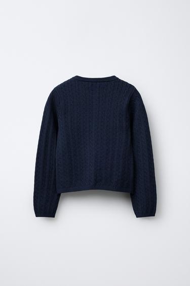 GILET EN MAILLE TORSADÉE - Bleu marine de Zara - Image 1