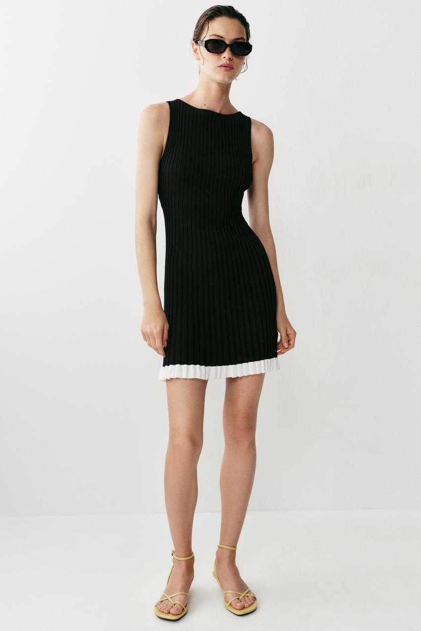 SHORT RIBBED KNIT DRESS - Black | ZARA United States SHORT RIBBED KNIT DRESS - Black | ZARA United States