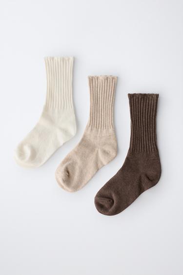 3-PACK OF MID-LENGTH TERRY SOCKS - Light beige by Zara