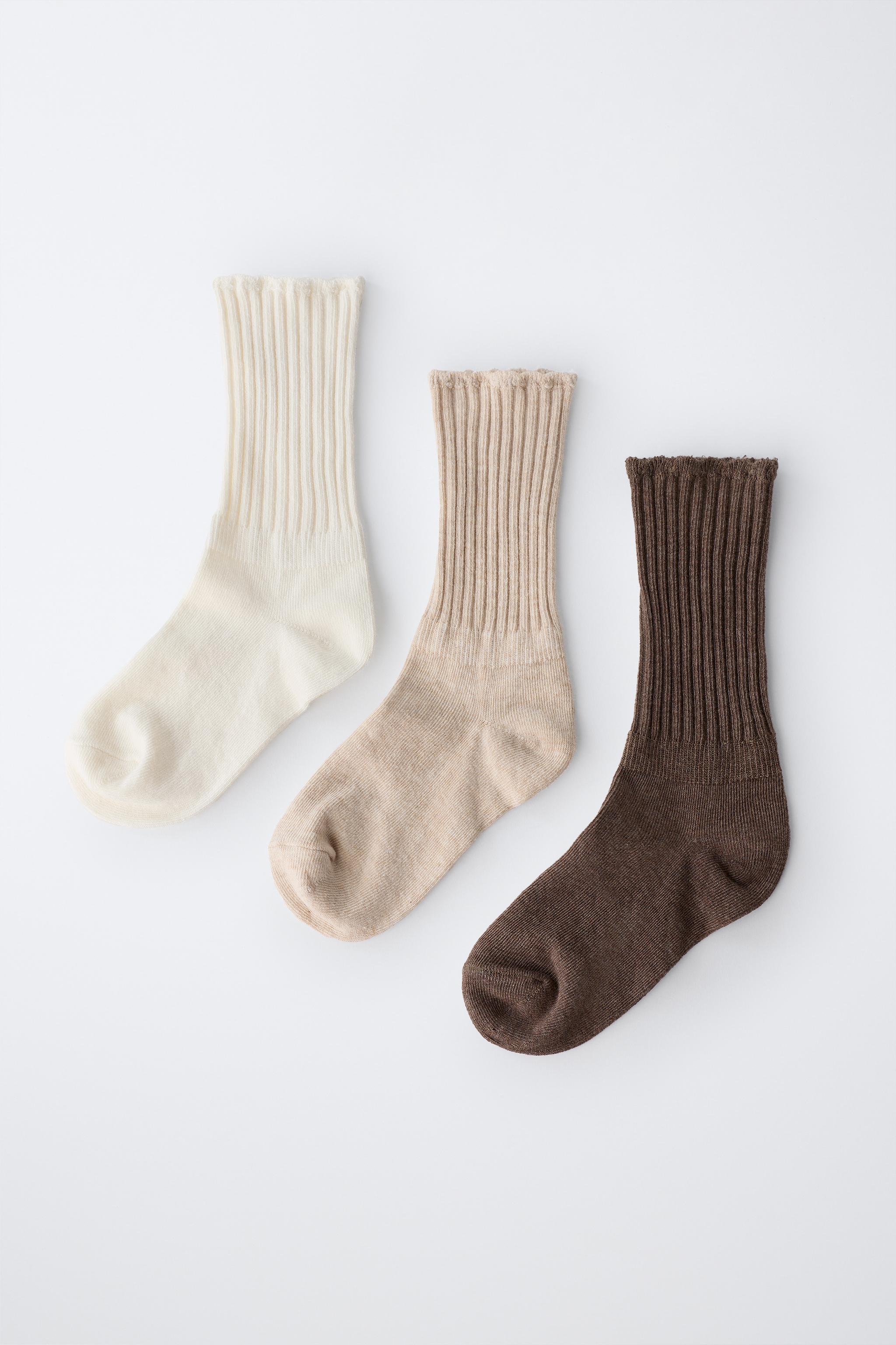 LOT DE TROIS PAIRES CHAUSSETTES MI-HAUTES EN VELOURS BOUCLÉ