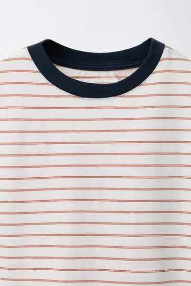 STRIPED T-SHIRT WITH CONTRAST NECKLINE - striped by Zara - Image 2
