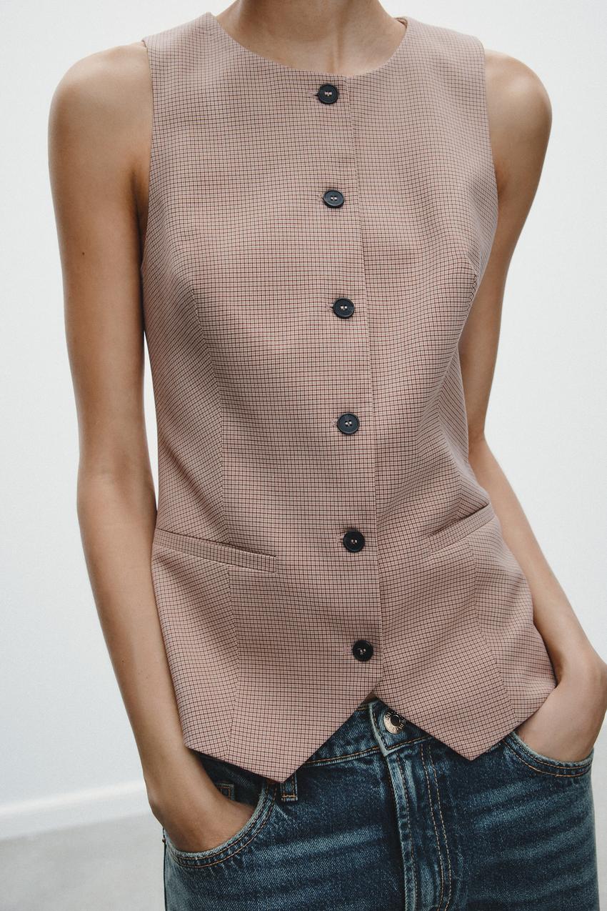Zara TAILORED VEST - Dusty pink - Image 2