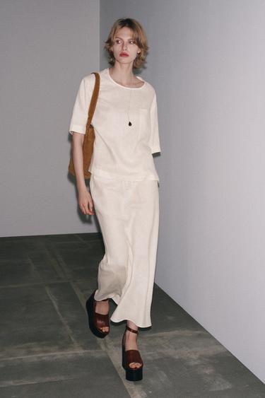 Zara BRAIDED SPLIT LEATHER MAXI BUCKET BAG - Brown