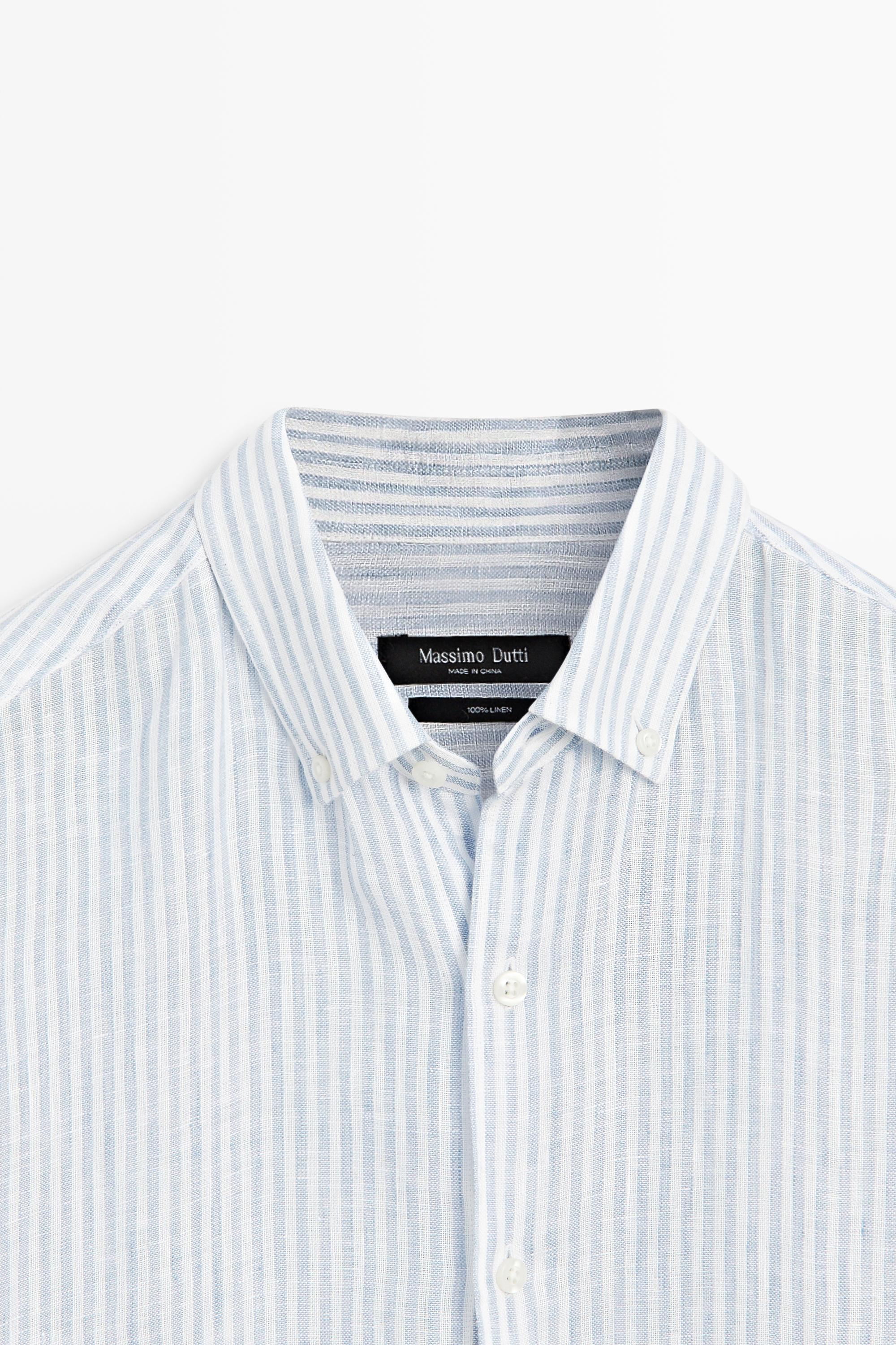 Chemise regular fit à rayures en lin