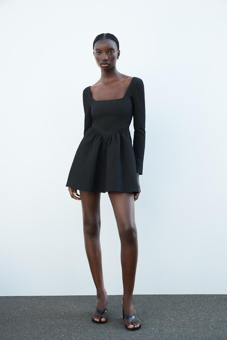 zara black mini dress long sleeve ZARA Black Super Soft Knit Long Sleeve Mini Dress UK XS  Reliked