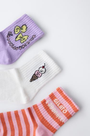 3-PACK OF ICE CREAM AND STRIPE PRINT SOCKS - Pink by Zara - Image 2
