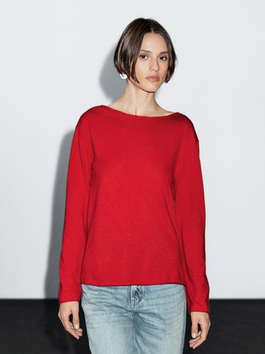 Jersey cuello barco con lana - Rojo de Zara