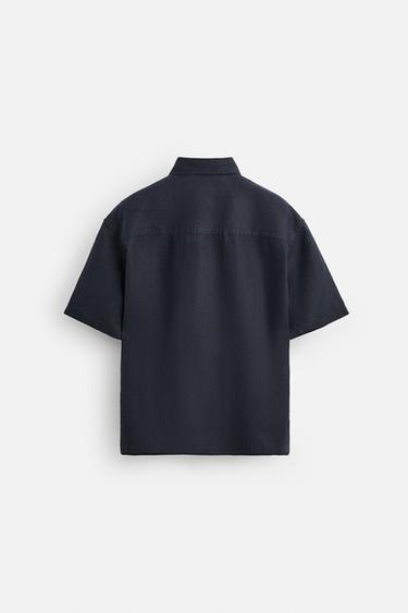 CHEMISE 100 % CHANVRE - Bleu marine foncé de Zara - Image 8