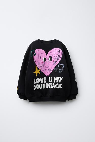 SWEATSHIRT ESTAMPADA - Preto da Zara