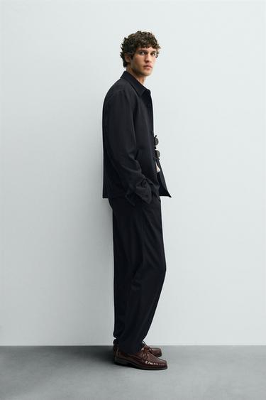 PLEATED REGULAR FIT TROUSERS - Navy blue by Zara - Image 3