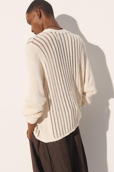 OPENWORK TEXTURED CARDIGAN - Light beige by Zara - Image 2