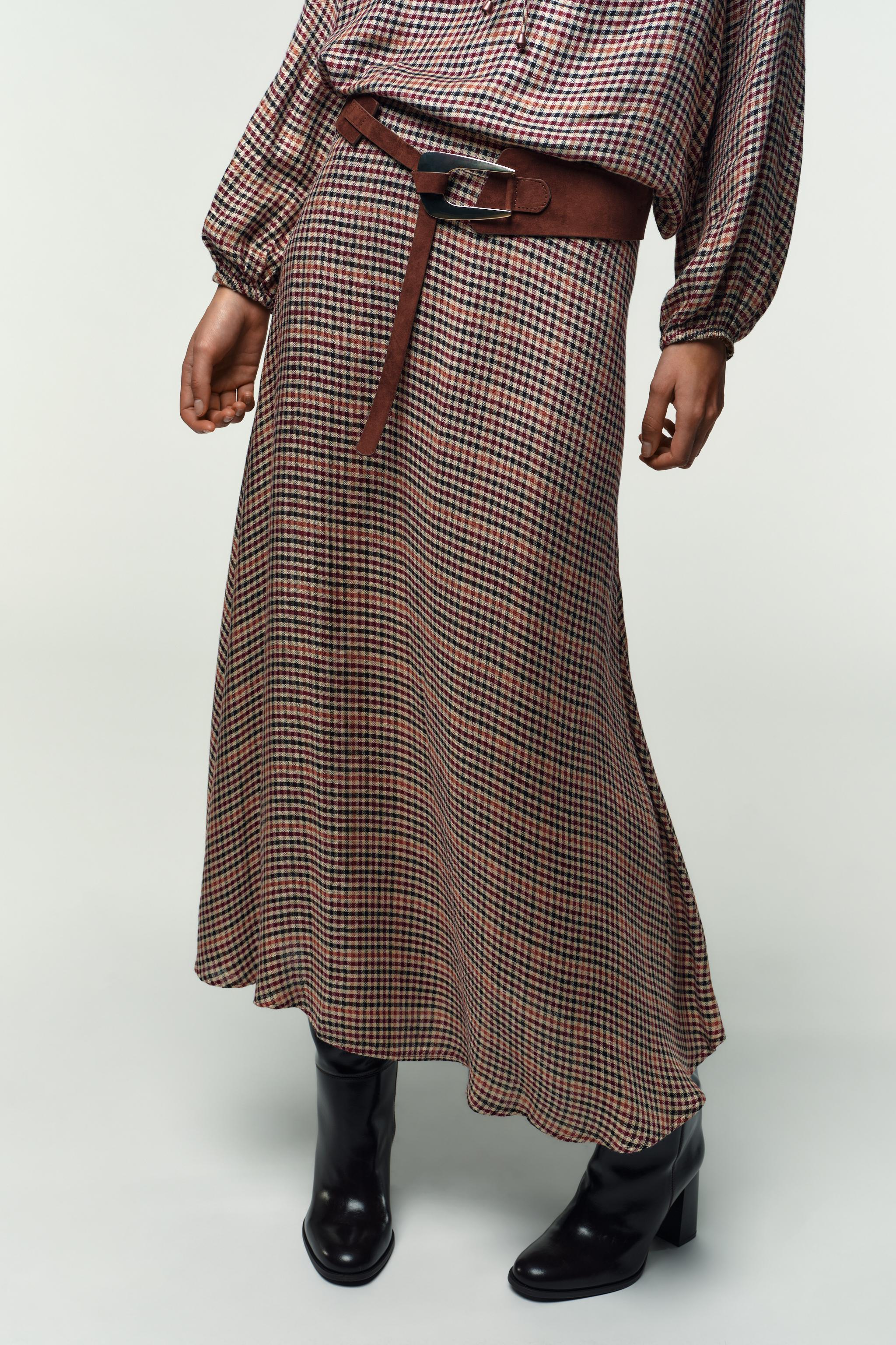 PLAID SKIRT WITH BELT