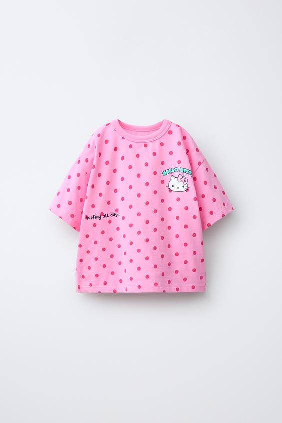 HELLO KITTY © SANRIO POLKA DOT SURF T-SHIRT - Pink by Zara - Image 0