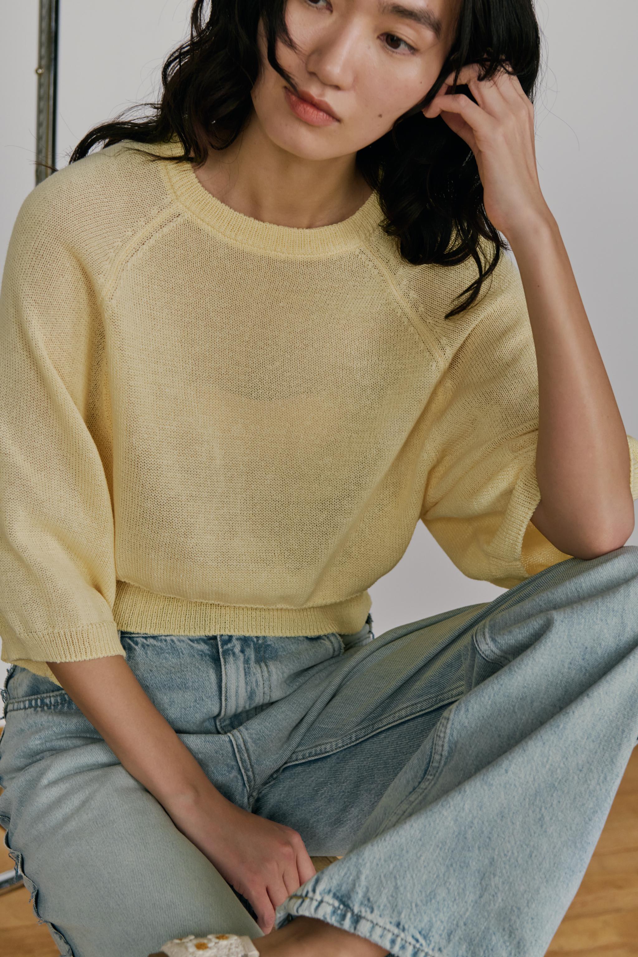プレーン ニットセーター - イエロー | ZARA Japan / 日本
