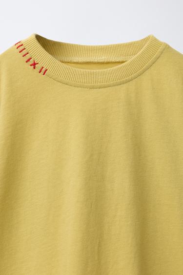 T-SHIRT WITH BIRD EMBROIDERY - Mustard by Zara - Image 2