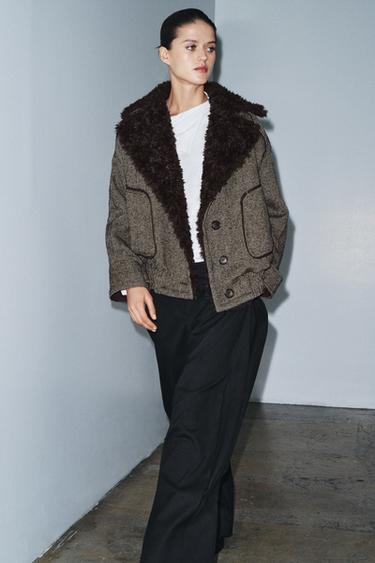 LIMITED EDITION HERRINGBONE COMBINED BOMBER JACKET - Black by Zara