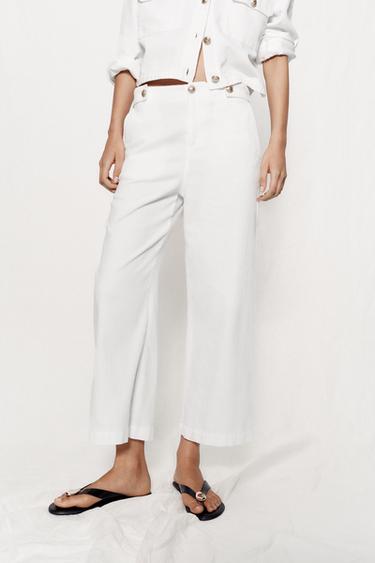 CULOTTES WITH GOLD BUTTONS - White by Zara