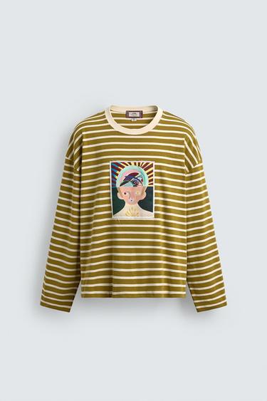 CAMISETA RAYAS PARCHE COMBINADO SAMUEL DE SABOIA X ZARA - rayas de Zara