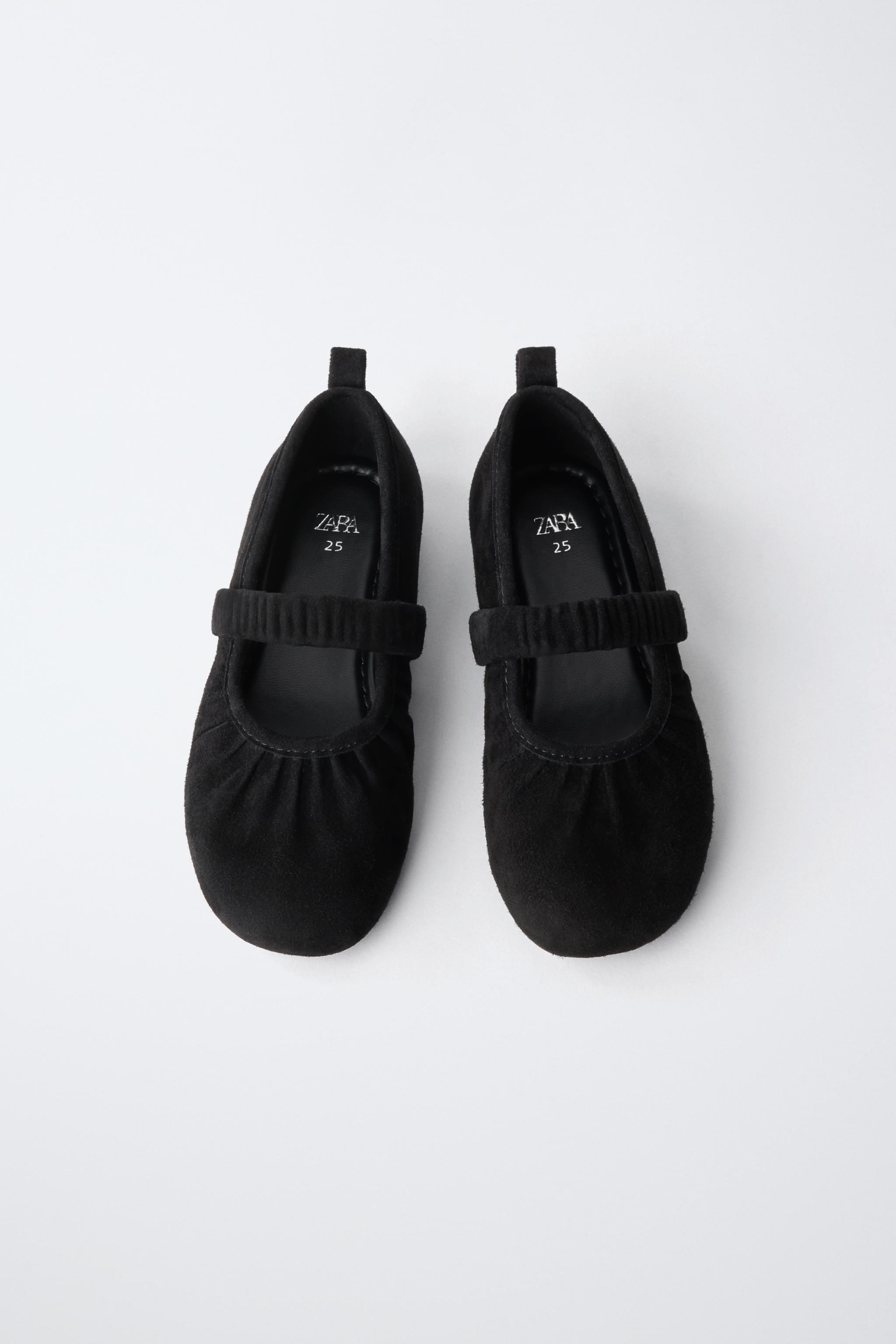 GATHERED LEATHER BALLET FLATS