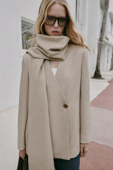 VESTE COL FOULARD - Sable de Zara - Image 3