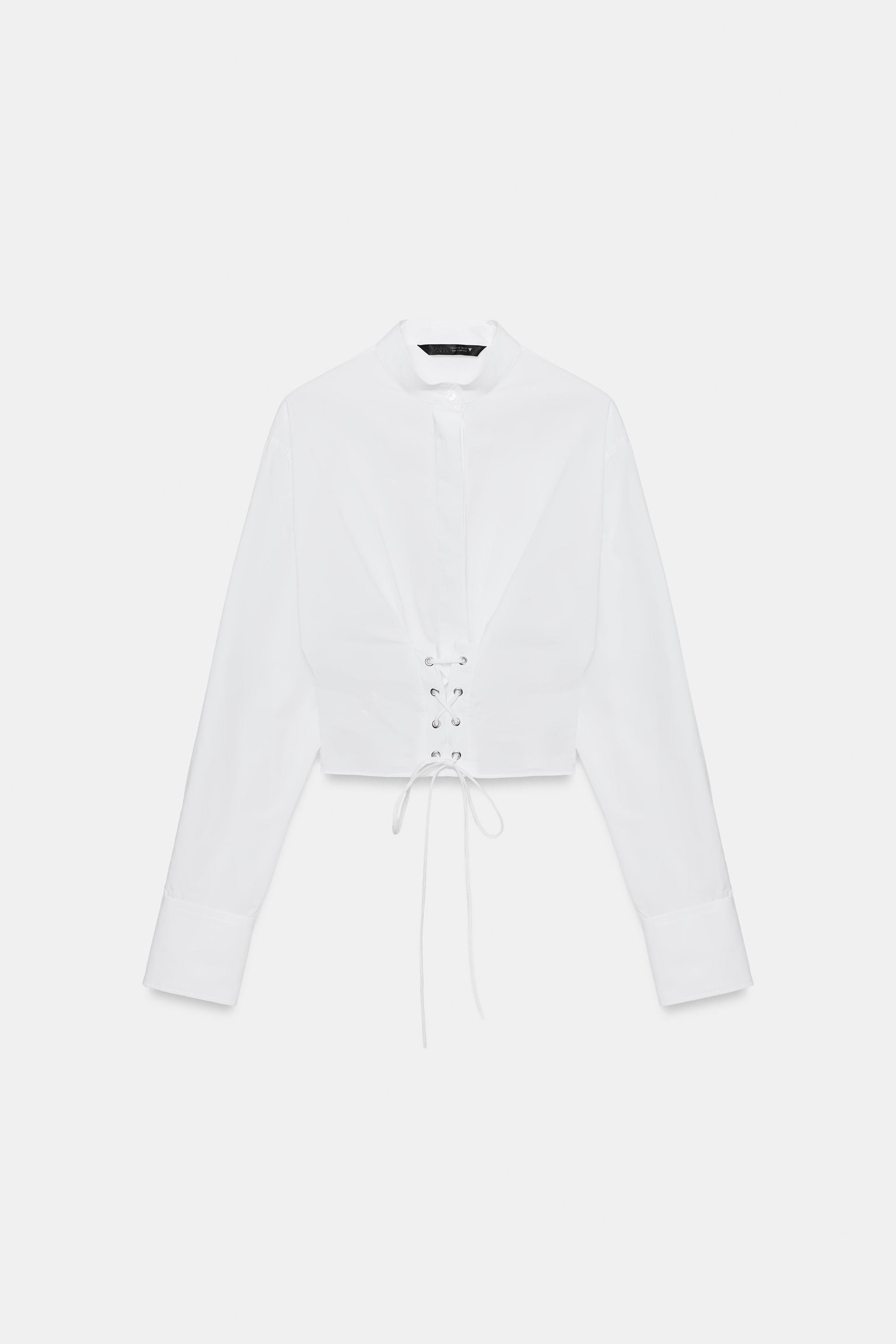 STRAPPY CORSET POPLIN SHIRT