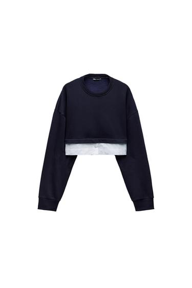 CONTRAST VARSITY CROPPED T-SHIRT