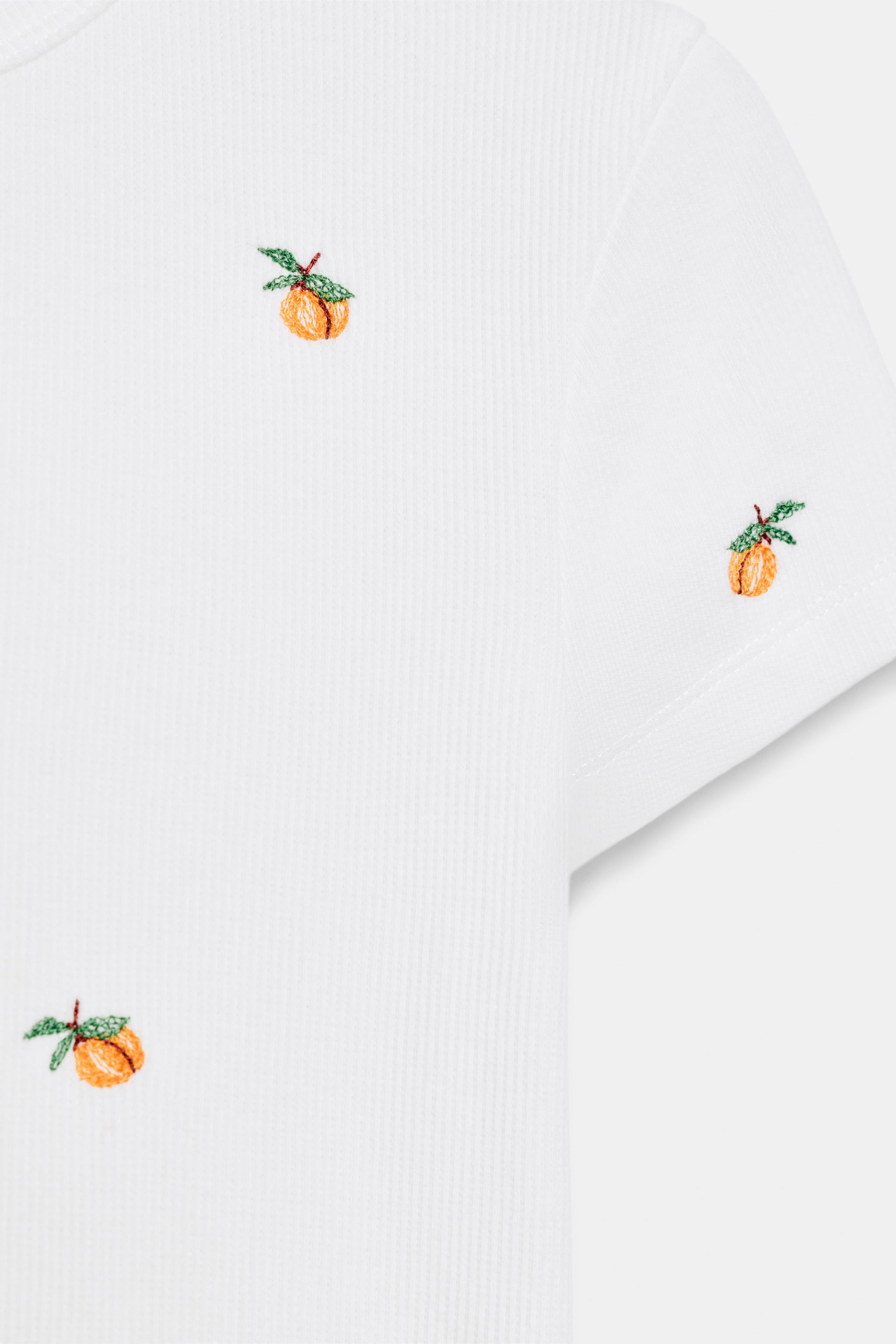 T-SHIRT CÔTELÉ MANCHES COURTES BRODÉ