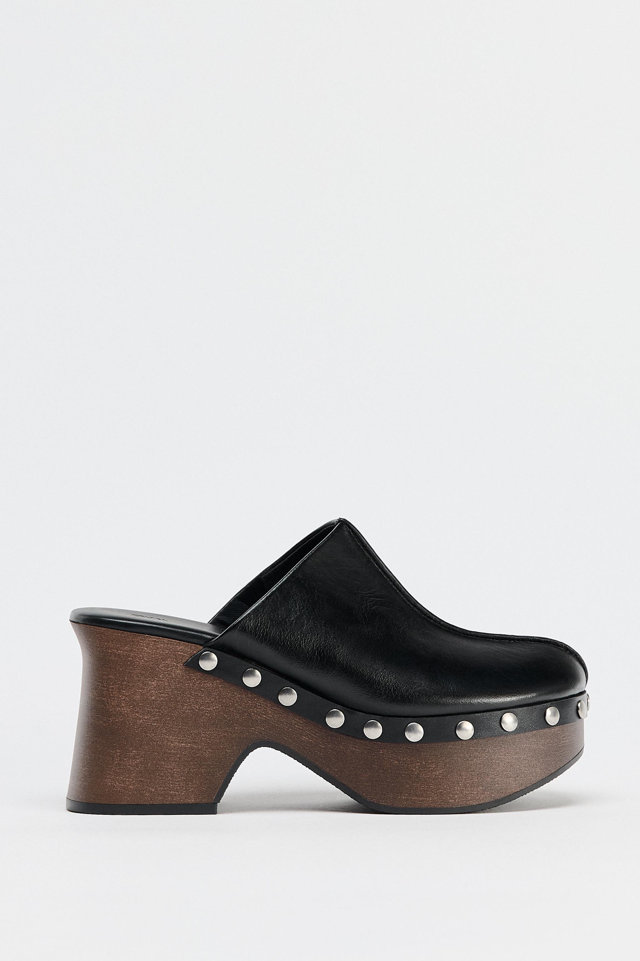 LEATHER STUDDED CLOGS - Black | ZARA Australia