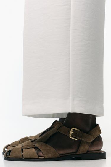 SAPATO SANDÁLIA COM TIRAS DE CROUTE - Cinza-toupeira da Zara - Imagem 0