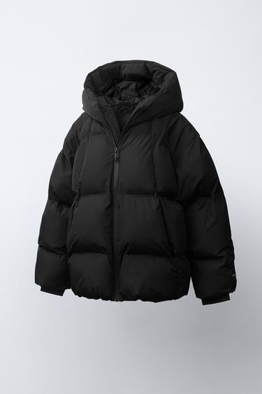 WATER-REPELLENT HOODED PUFFER JACKET - Black by Zara