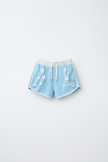 STAR PRINT PLUSH BERMUDA SHORTS - Blue by Zara