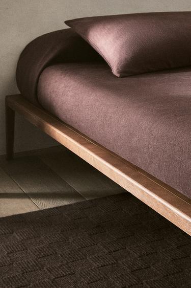 Zara PLAIN LINEN BEDSPREAD - Brown
