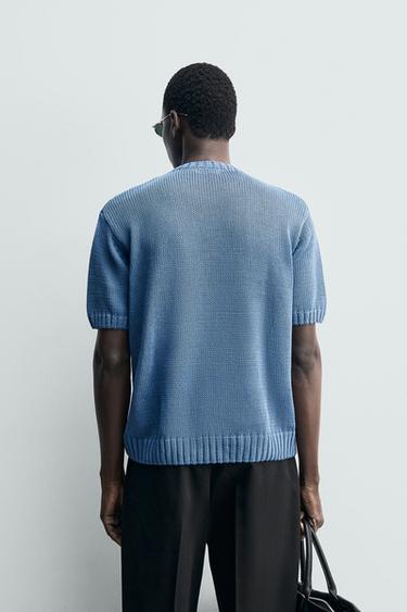 RELAXED FIT KNIT T-SHIRT - Blue by Zara - Image 2