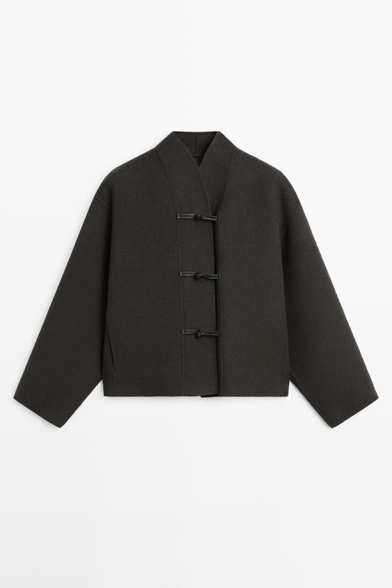 Zara Short wool blend coat with button details - Cobalt - Image 0
