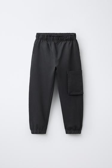 CALÇAS DE FELPA JOGGER CARGO - Cinzento-antracito da Zara