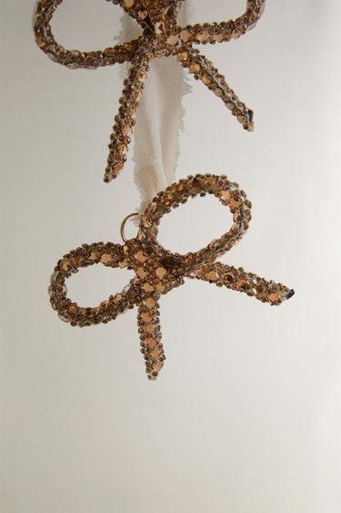 DÉCORATION CASCADÉE AVEC NŒUDS PAILLETTÉS DE NOËL - Or de Zara - Image 3