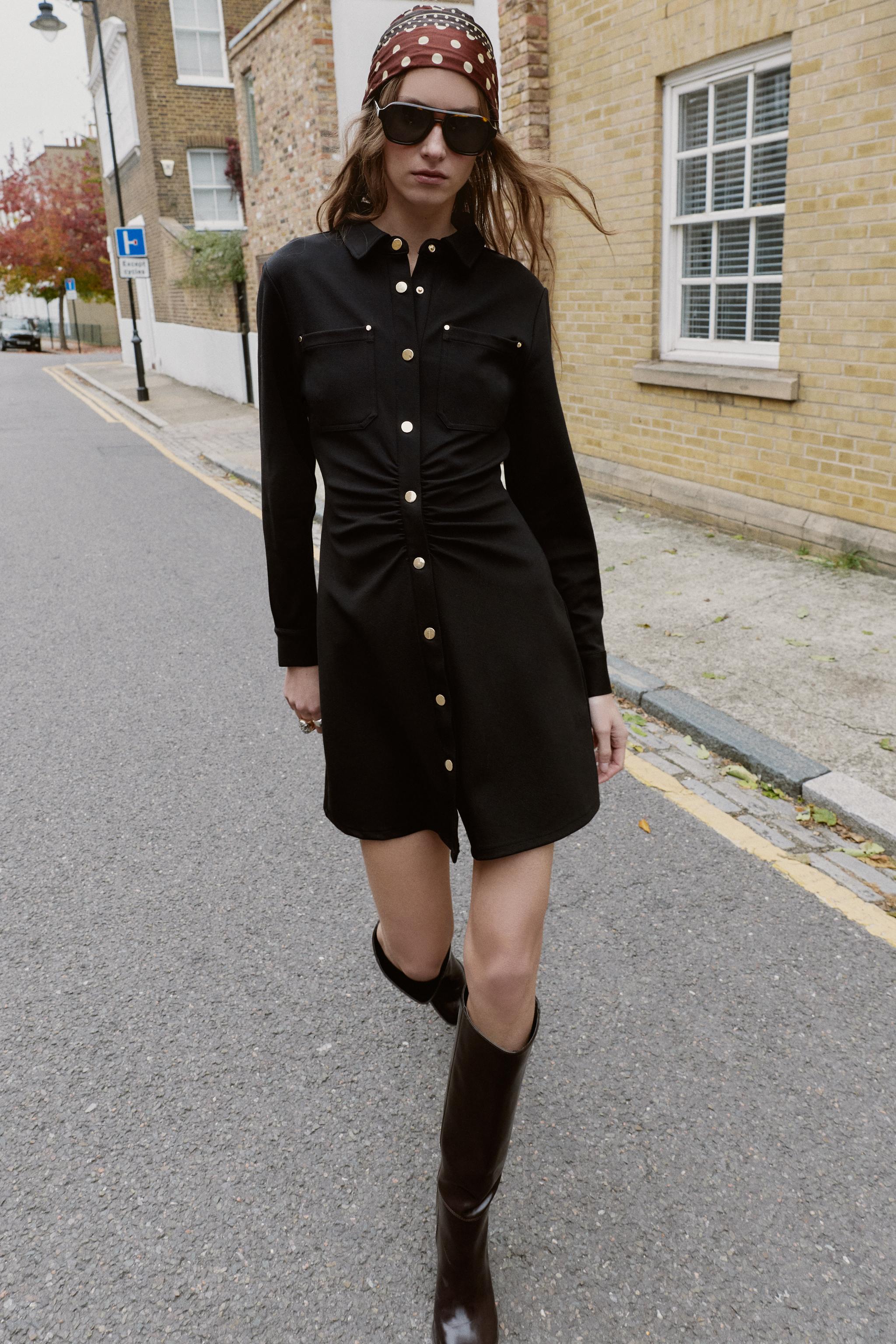 クレープ地フィットワンピース - ブラック | ZARA Japan / 日本