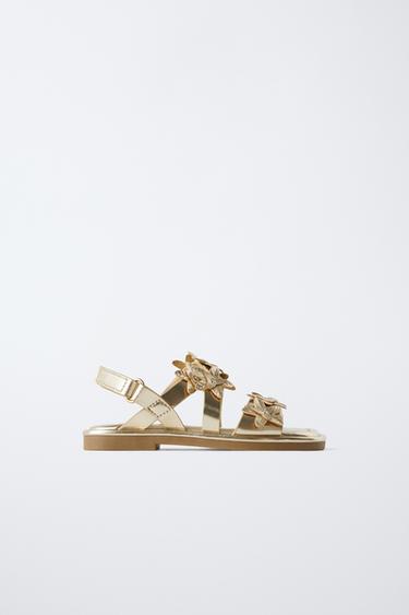 FLORAL SANDALS - Gold by Zara