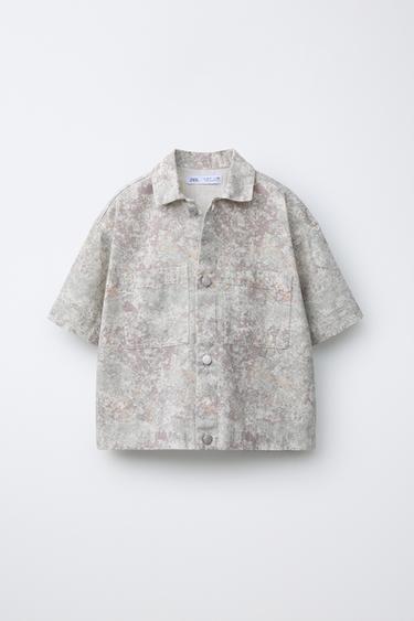 Zaras MÖNSTRAD SKJORTA I TWILL - Naturfärg