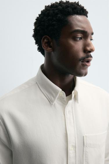 TEXTURED SHIRT WITH POCKET - Ecru by Zara - Image 4