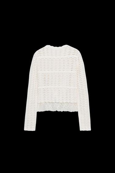 Zara CHENILLE ROMANTIC JACKET - Ecru