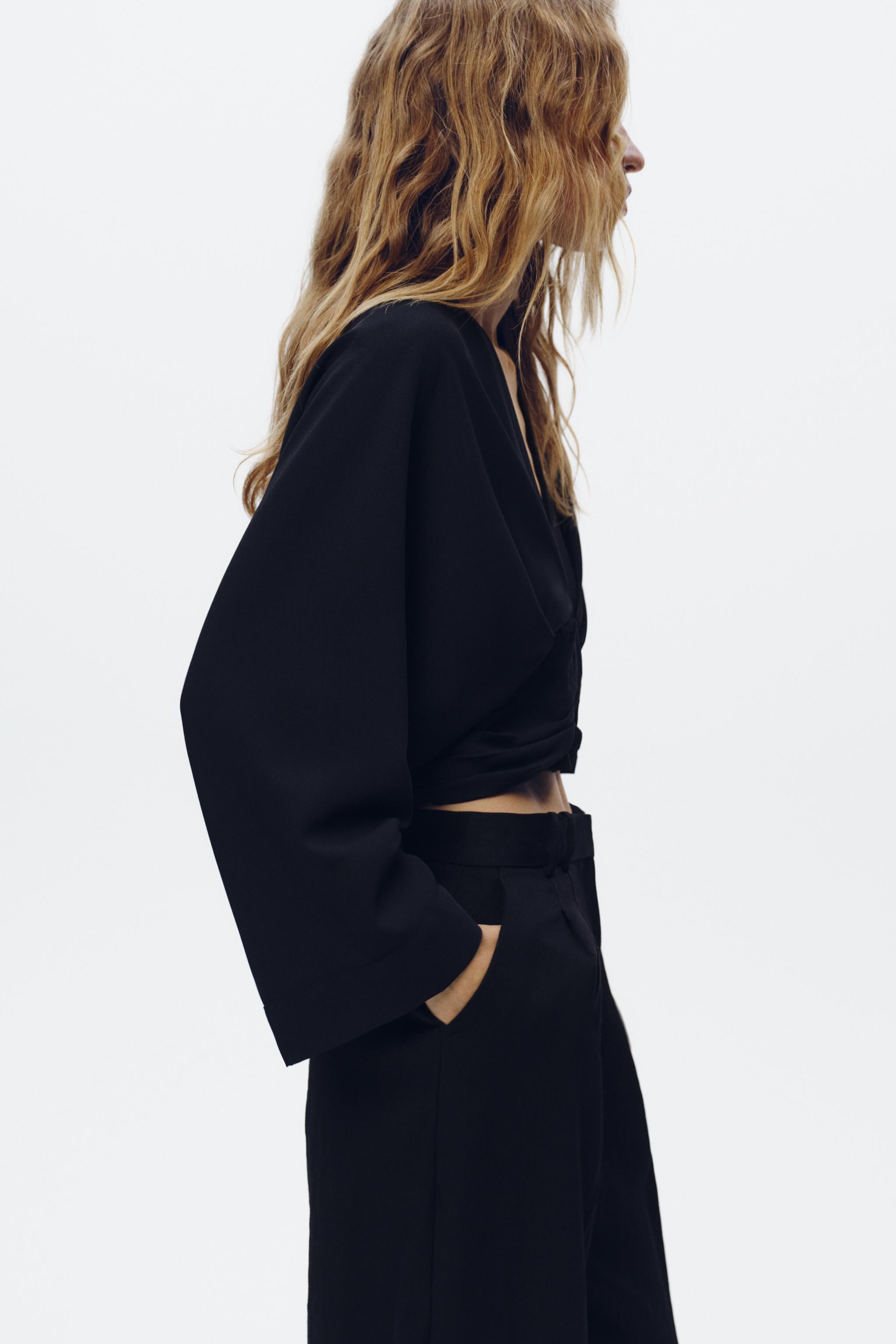 CROPPED SASH TOP - Ecru | ZARA United States