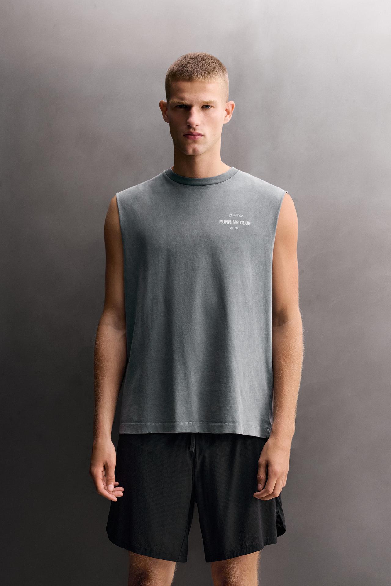COTTON RUNNING TANK TOP — Faded blue