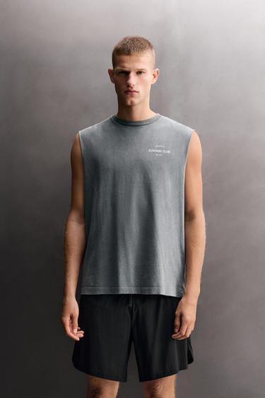 COTTON RUNNING TANK TOP — Faded blue 2